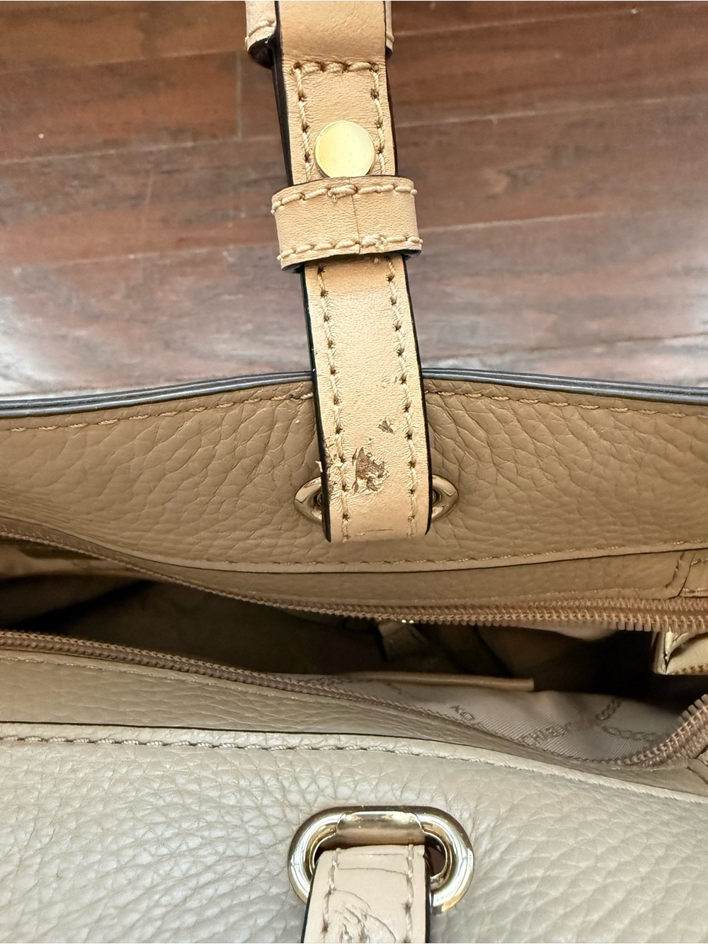 Michael Kors Taupe Pebbled Leather Tote - Picture 5 of 6